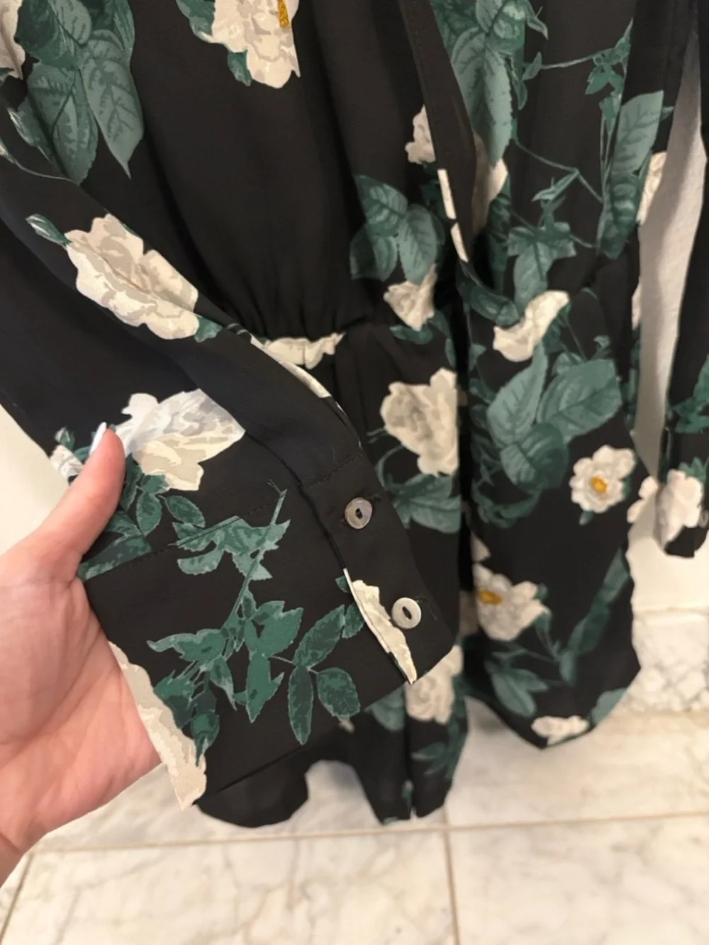 Olivaceous Black Floral Romper - Picture 3 of 8